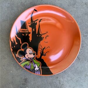 Disney Bright Orange Ceramic Plate with Parks Logo